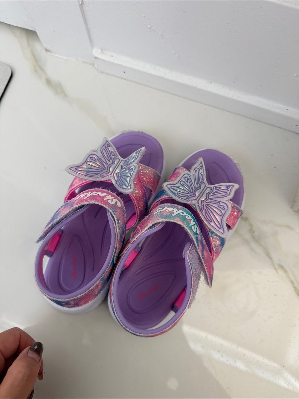 Skechers Girls Purple and Pink Butterfly Sandals